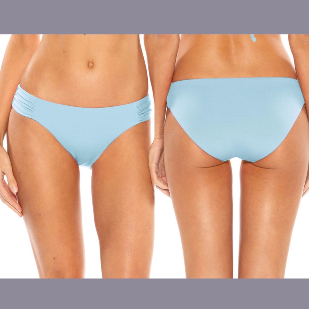 NEW $44 Becca‎ Color Code Shirred Bikini Bottoms blue [ SZ Medium ]